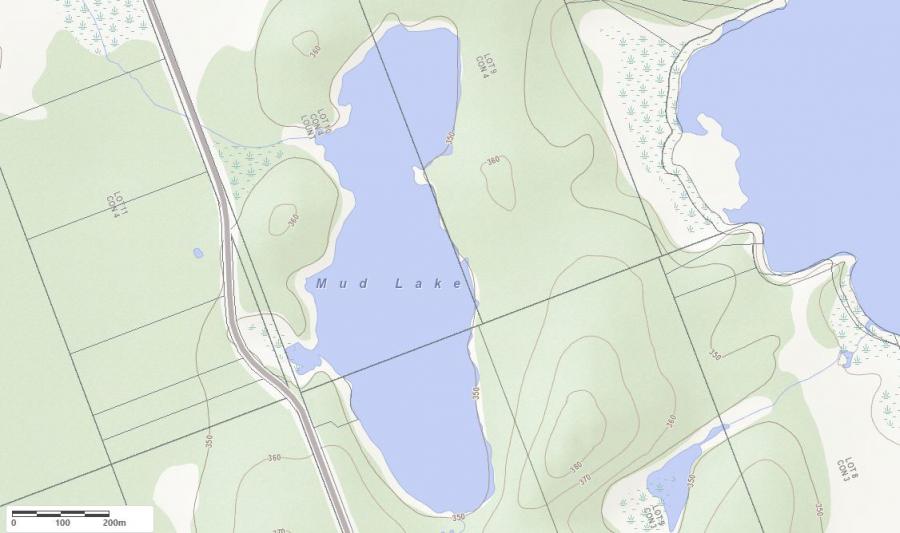 Topographical Map of Wattenwyl Lake in Municipality of Unorganized and the District of Parry Sound